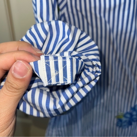 Calvin Klein Floral Embroidered Striped Long Sleeve Button Down Shirt Size Small - Picture 13 of 15